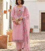 Women Floral Embroidered Regular Thread Work  Cotton Kurta with Trousers & With Dupatta