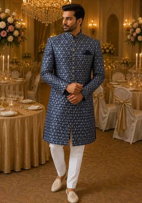 Blue navabi indowestern for men 1