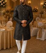 Black navabi indowestern for men