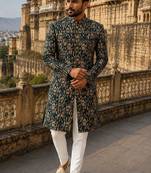 Bottle green navabi indowestern for men | premium men's ethnic wear