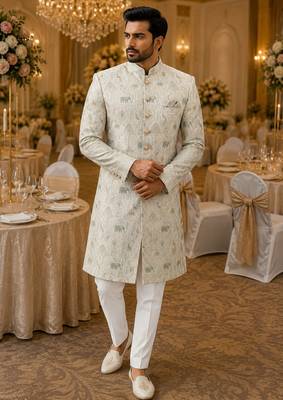 Offwhite sky elephant navabi indowestern for men 1