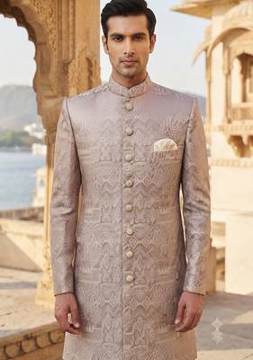 Pink pastel navabi indowestern for men 2