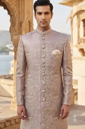 Pink pastel navabi indowestern for men