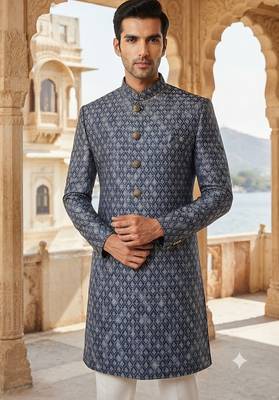 Blue navabi indowestern for men 2