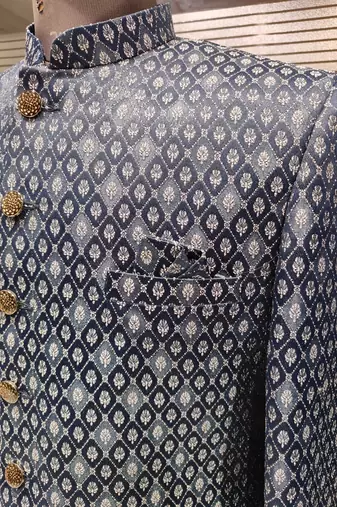 Blue navabi indowestern for men