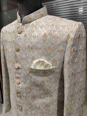 Aesthetic beige navabi indowestern for men 3