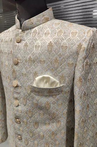 Aesthetic beige navabi indowestern for men