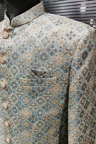 Grey navabi indowestern for men