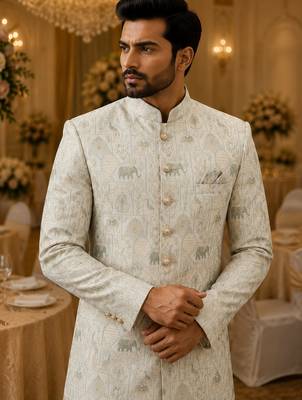 Offwhite sky elephant navabi indowestern for men 2