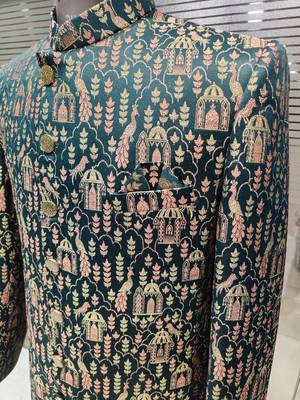 Bottle green navabi indowestern for men | premium men's ethnic wear 3