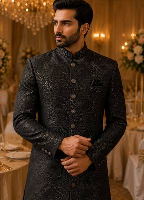 Black navabi indowestern for men 2
