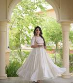 White color Ora cotton with multi thread embroidered & gota patti & mirror work