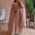 Pastel peach heavy sequins work partywear anarkali suit set