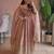 Pastel peach heavy sequins work partywear anarkali suit set