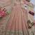 Pastel peach heavy sequins work partywear anarkali suit set