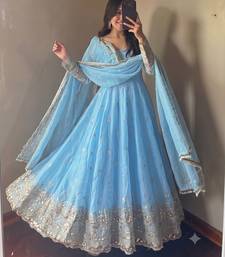 Sky heavy sequins work partywear anarkali suit set