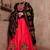 Red Art Silk Gamthi Butta Mirror With Lace Work & Tassel Lace With Printed Gamthi Work Dupatta Chaniya Choli
