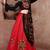 Red Art Silk Gamthi Butta Mirror With Lace Work & Tassel Lace With Printed Gamthi Work Dupatta Chaniya Choli