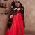 Red Art Silk Gamthi Butta Mirror With Lace Work & Tassel Lace With Printed Gamthi Work Dupatta Chaniya Choli