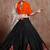 Black Taffeta Silk Gamthi Butta, Mirror With Lace Work & Tassel Lace With Printed Gamthi Work Dupatta Chaniya Choli
