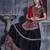 Black Art Silk Gamthi Butta Mirror Aari With Lace Work Chaniya Choli
