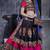 Rani & Black Art Silk Gamthi Butta Mirror With Lace Work Chaniya Choli