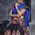 Rani & Black Art Silk Gamthi Butta Mirror With Lace Work Chaniya Choli
