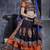 Orange & Black Art Silk Gamthi Butta Mirror With Lace Work Chaniya Choli