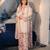 White floral printed short kurti with farshi pant & organza dupatta set for women