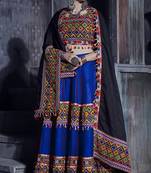 Blue Art Silk Gamthi Butta Mirror With Lace Work Chaniya Choli