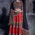 Red Art Silk Gamthi Butta Mirror With Lace Work Chaniya Choli