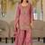 Pink dola silk full stitched free size palazzo suits upto 44