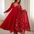 Red anarkali suit set with embroidered dupatta