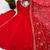 Red anarkali suit set with embroidered dupatta