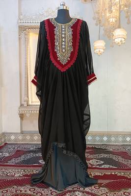 Black and maroon arabic takchita kaftan dress 1