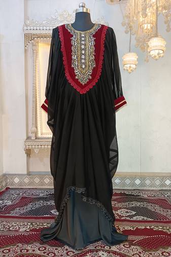 Black and maroon arabic takchita kaftan dress