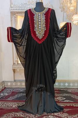 Black and maroon arabic takchita kaftan dress 2