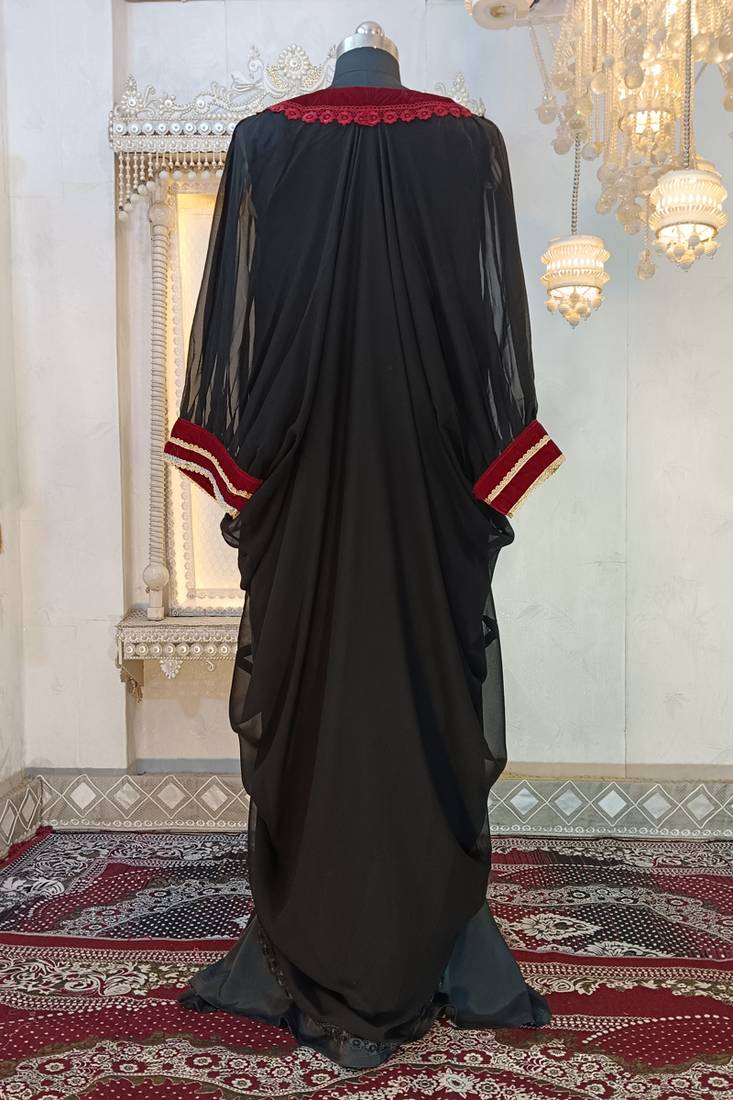 Black and maroon arabic takchita kaftan dress