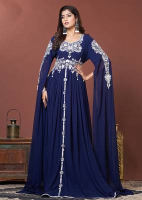 Navy blue moroccan style wedding kaftan 1