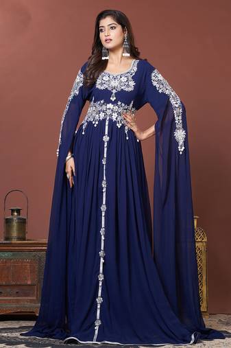 Navy blue moroccan style wedding kaftan