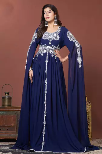 Navy blue moroccan style wedding kaftan