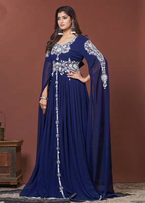 Navy blue moroccan style wedding kaftan 2