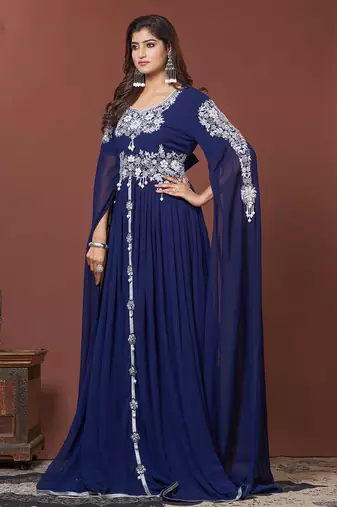 Navy blue moroccan style wedding kaftan
