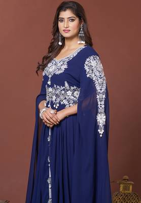 Navy blue moroccan style wedding kaftan 3