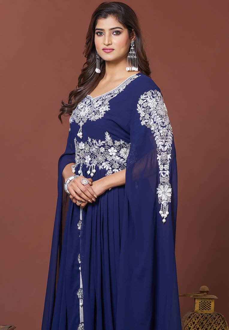 Navy blue moroccan style wedding kaftan
