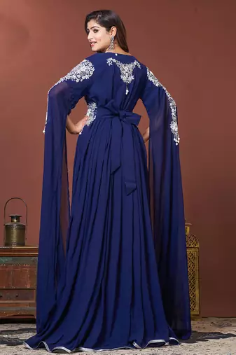 Navy blue moroccan style wedding kaftan