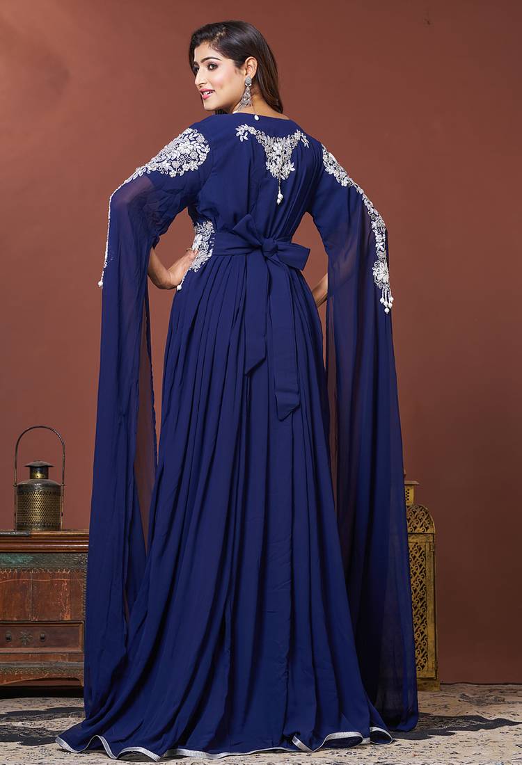 Navy blue moroccan style wedding kaftan