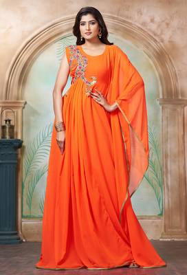 Orange designer islamic partywear caftan 1
