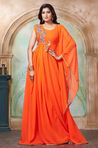 Orange designer islamic partywear caftan
