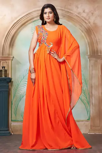 Orange designer islamic partywear caftan
